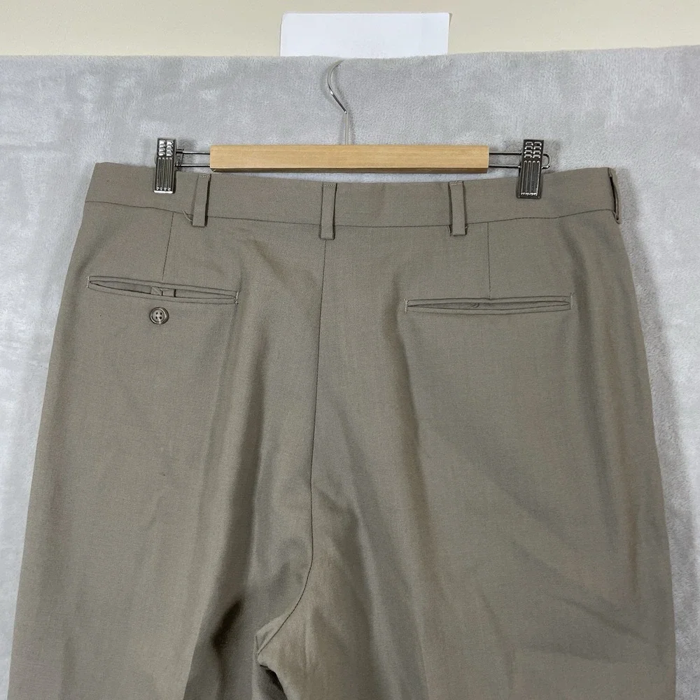 Vtg 90s Lands Ends Double Pleated Slacks Pants Mens 36x32 Cuff Wool Made in USA